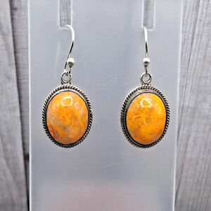 Sterling Silver Bumblebee Jasper Dangle Earrings Southwestern Style